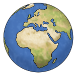 Grafik von der Erde mit den Kontinenten Europa und Afrika.