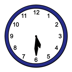 Eine grafische Uhr, die halb sechs anzeigt.